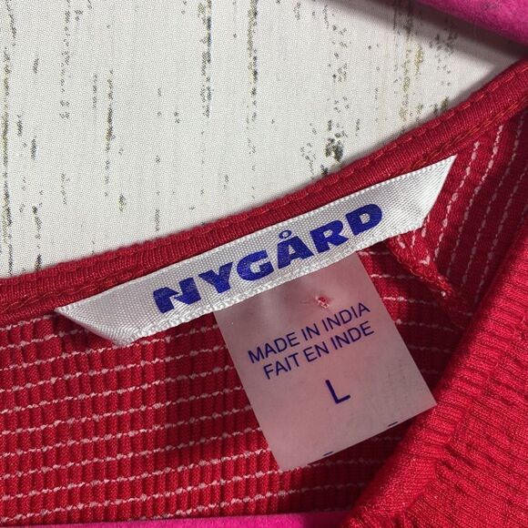 Peter Nygard Red Crochet Embroidered Slit Flared Sleeve Round Neck Blouse - Picture 10 of 16